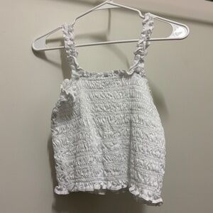 🤍 White Smocked Ruffle Tank – Soft & Feminine 🤍 Size Small